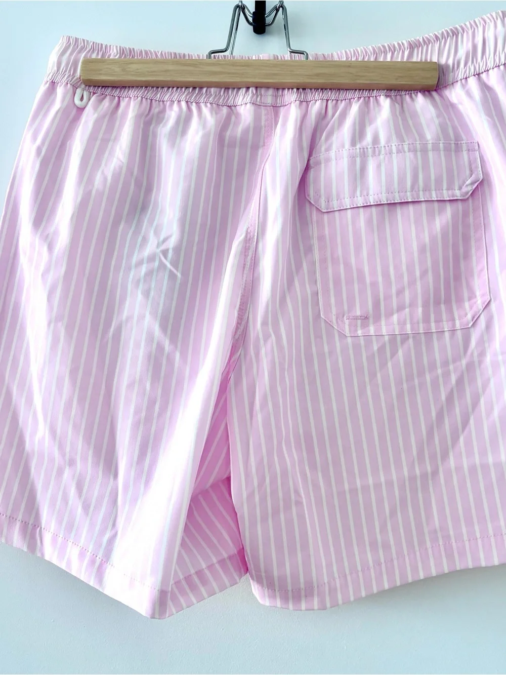 Mens Pink Striped  Drawstring  Swim Trunk Size M NWT